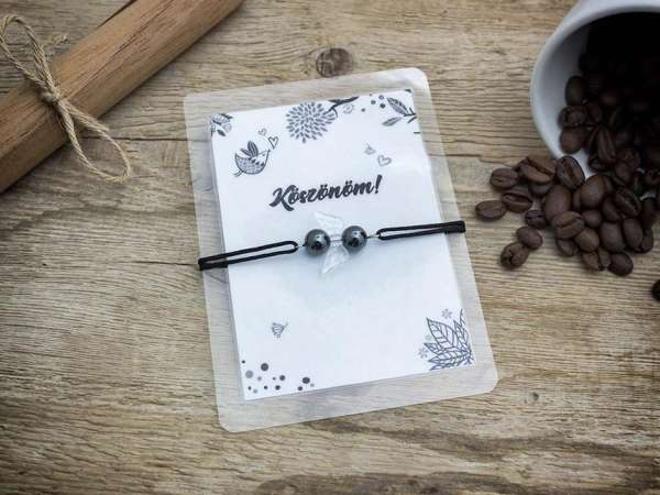 Köszönöm hematit angyal karkötő