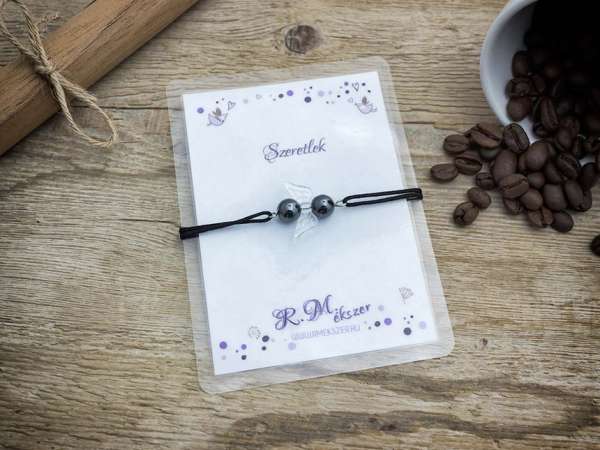 Szeretlek hematit angyal karkötő