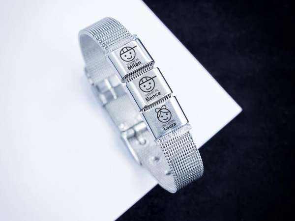 Gyermekeim 3 egyedi medálos MoMents acél karkötő