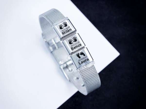 Életünk lenyomatai 3 egyedi medálos MoMents acél karkötő