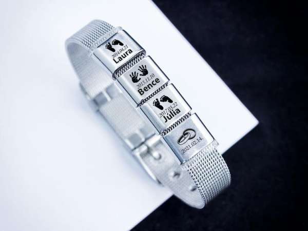 Életünk lenyomatai 4 egyedi medálos MoMents acél karkötő