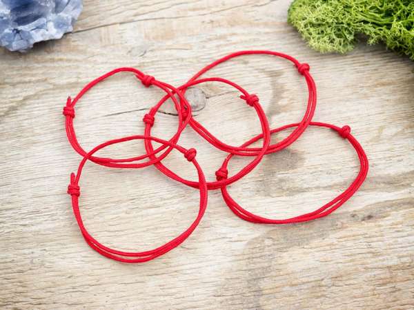 Kabbala védelmező vörös microcord karkötő 5 dbos csomag