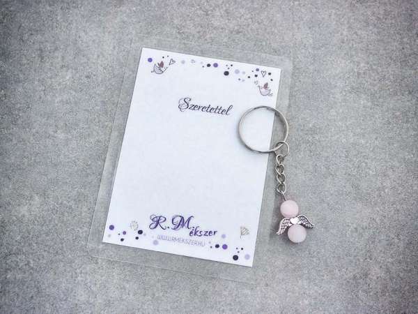 Szeretettel kulcstartó rózsakvarccal
