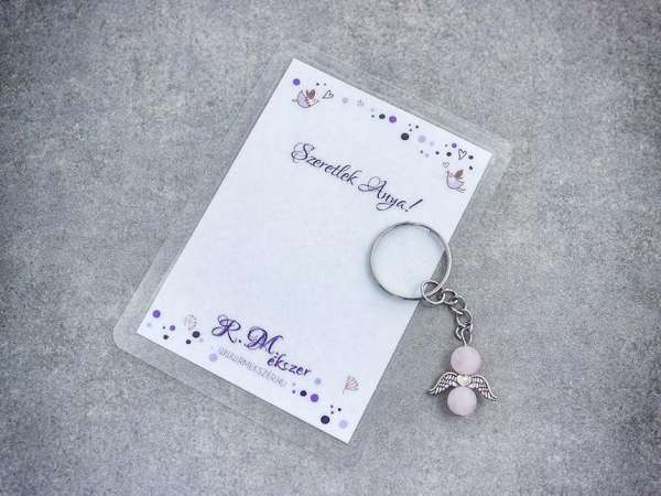 Szeretlek Anya kulcstartó rózsakvarccal