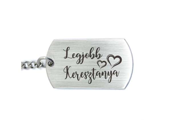 Legjobb Keresztanya acél medálos kulcstartó
