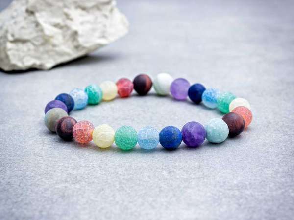 Szivárvány achát ásvány karkötő