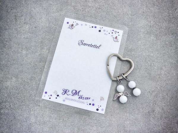 Szeretettel kulcstartó tejkvarccal