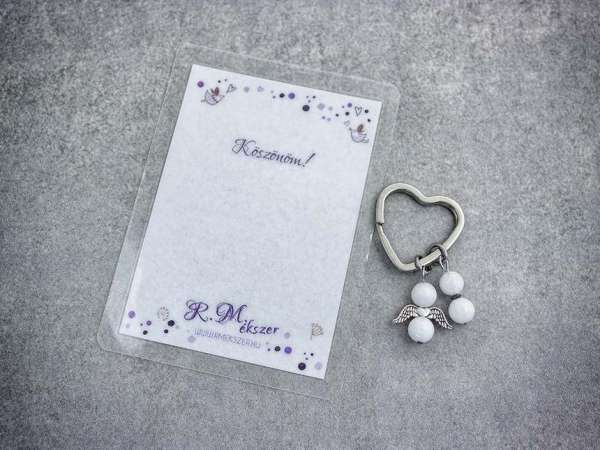 Köszönöm kulcstartó tejkvarccal