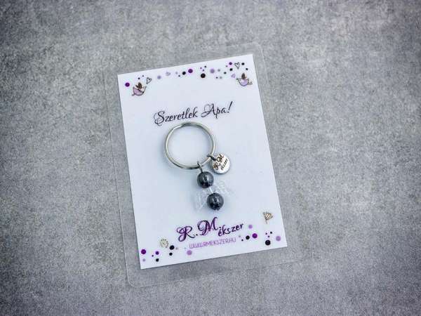 Szeretlek Apa kulcstartó hematittal