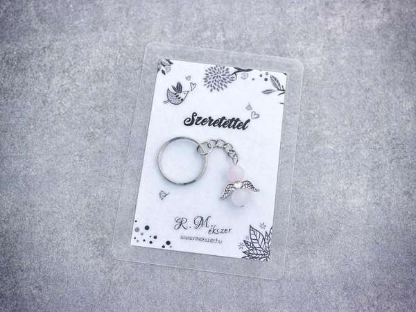 Szeretettel kulcstartó rózsakvarccal