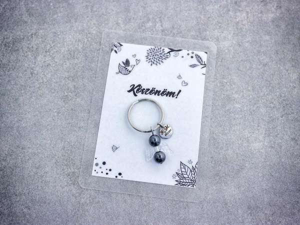 Köszönöm kulcstartó hematittal