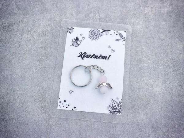 Köszönöm kulcstartó rózsakvarccal