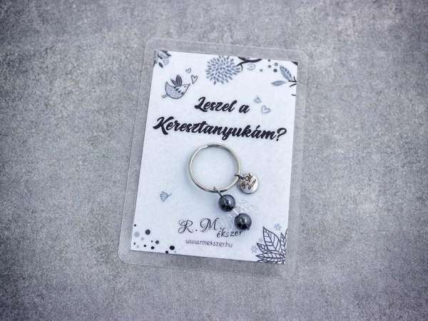 Leszel a Keresztanyukám kulcstartó hematittal
