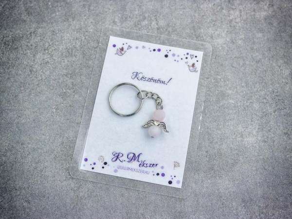 Köszönöm kulcstartó rózsakvarccal