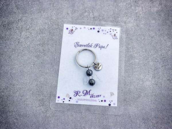 Szeretlek Papa kulcstartó hematittal