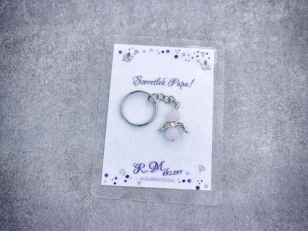Szeretlek Papa kulcstartó rózsakvarccal