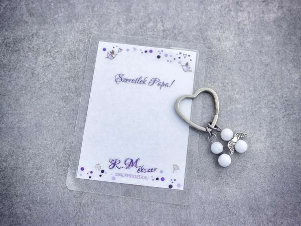 Szeretlek Papa kulcstartó tejkvarccal
