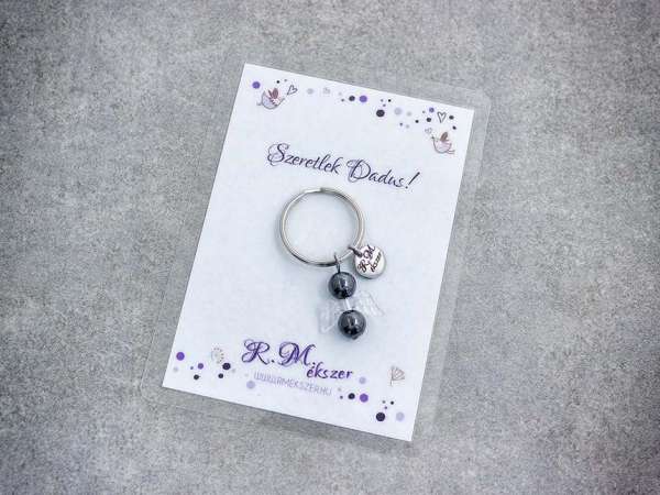 Szeretlek Dadus kulcstartó hematittal