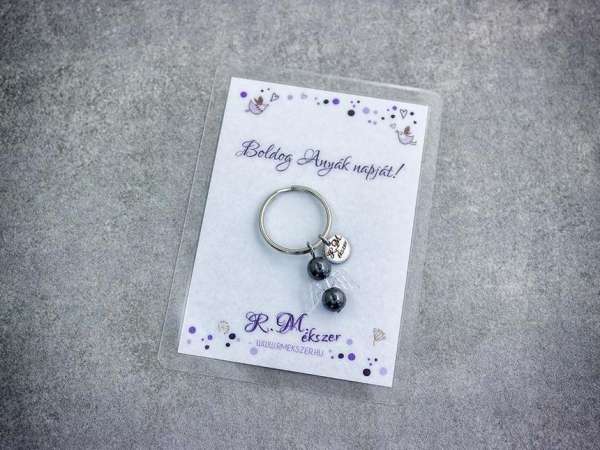 Boldog Anyák napját kulcstartó hematittal