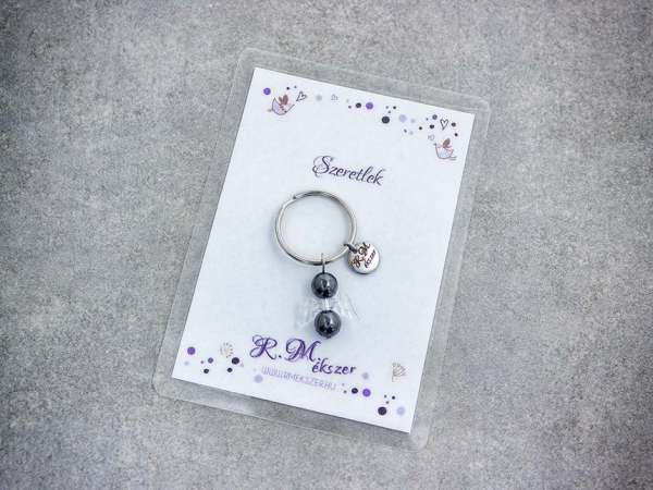 Szeretlek kulcstartó hematittal