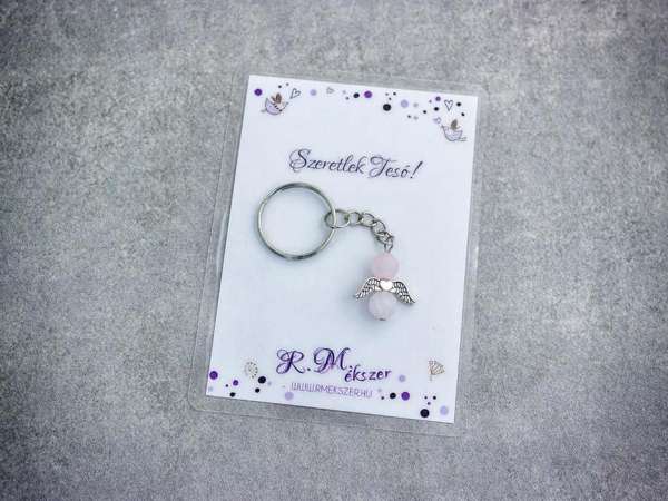 Szeretlek Tesó kulcstartó rózsakvarccal
