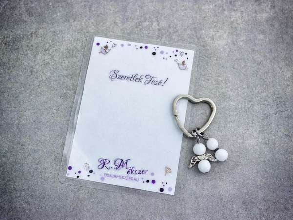 Szeretlek Tesó kulcstartó tejkvarccal
