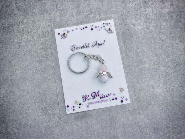 Szeretlek Apa kulcstartó rózsakvarccal