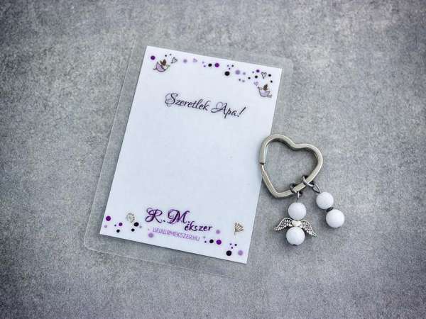Szeretlek Apa kulcstartó tejkvarccal