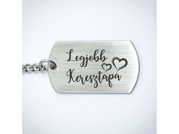 Legjobb Keresztapa acél medálos kulcstartó