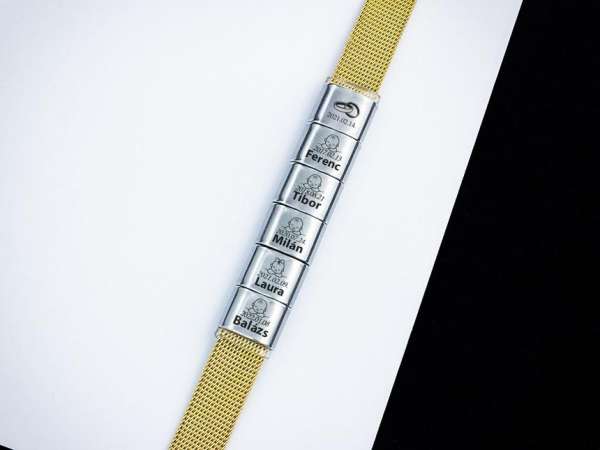 Egyedi 6 egyedi medálos MoMents arany színű acél karkötő