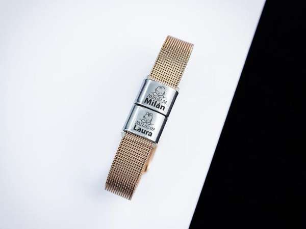 Csemetéim 2 egyedi medálos MoMents rosé színű acél karkötő