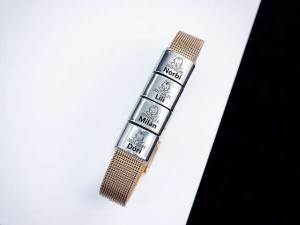 Csemetéim 4 egyedi medálos MoMents rosé színű acél karkötő