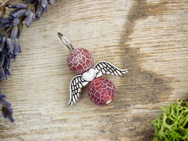 Védelmező vörös angyal achát ásvány medál