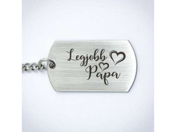 Legjobb Papa acél medálos kulcstartó