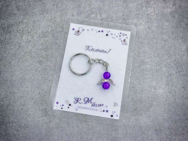 Köszönöm lila angyal medálos kulcstartó