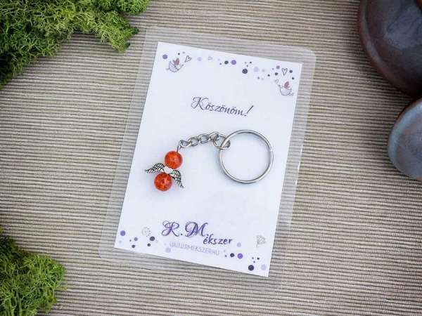 Köszönöm narancssárga angyal medálos kulcstartó