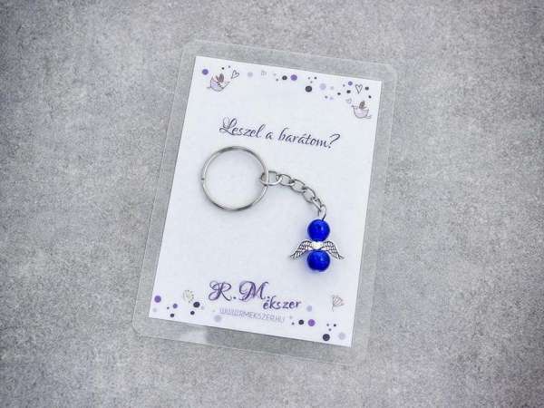 Leszel a barátom sötétkék angyal medálos kulcstartó