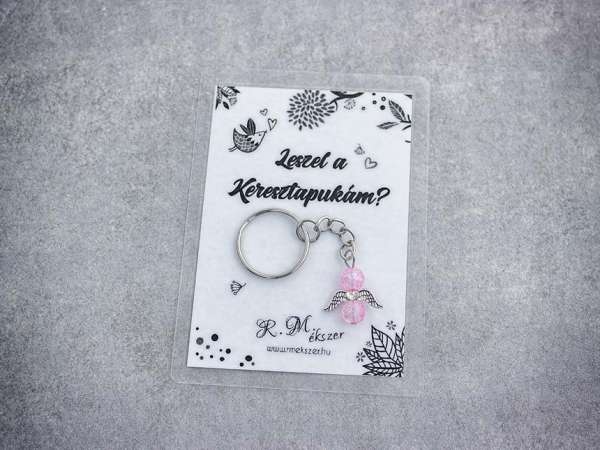 Leszel a Keresztapukám rózsaszín angyal medálos kulcstartó