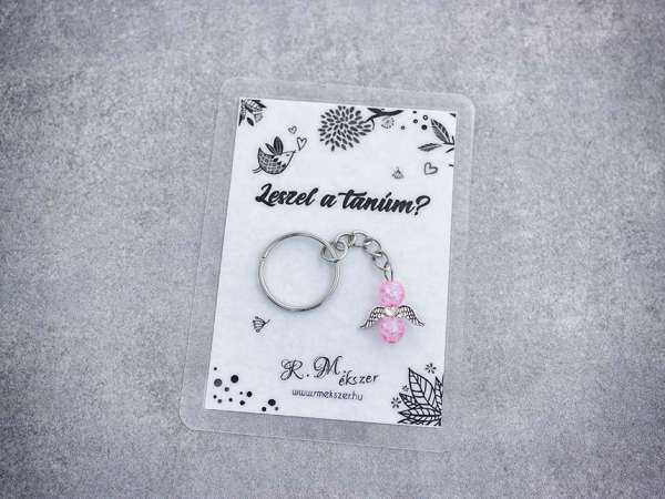 Leszel a tanúm rózsaszín angyal medálos kulcstartó