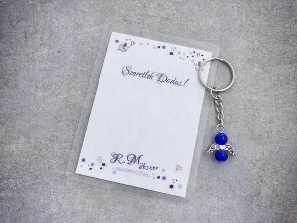 Szeretlek Dadus sötétkék angyal medálos kulcstartó