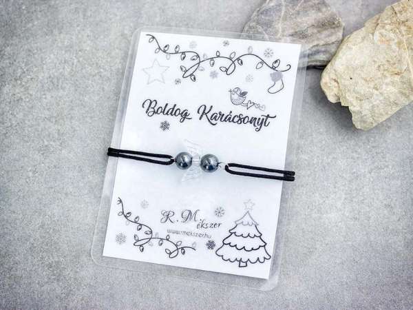 Boldog Karácsonyt hematit angyal karkötő