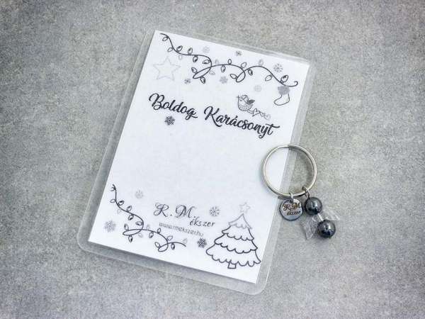 Boldog Karácsonyt kulcstartó hematittal