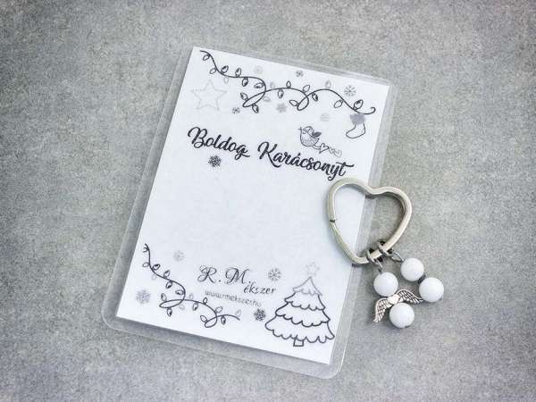 Boldog Karácsonyt kulcstartó tejkvarccal