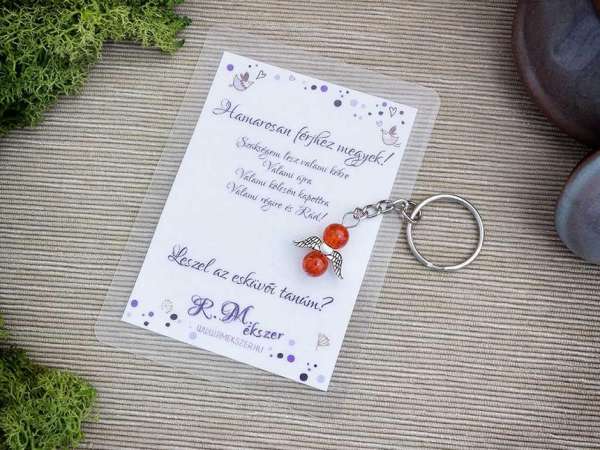 Hamarosan férjhez megyek narancssárga angyal medálos kulcstartó