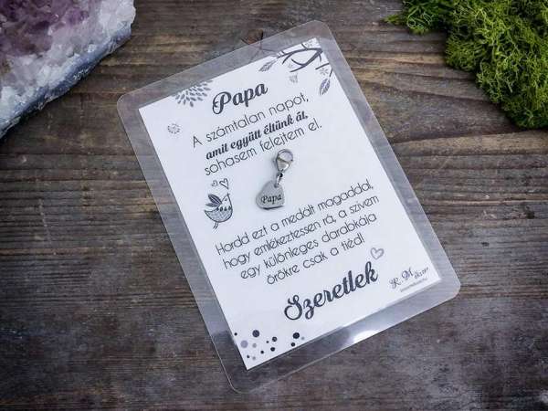 Szeretlek Papa medál köszönő kártyával
