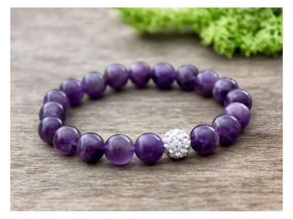 Ametiszt ásvány karkötő kristály gömbbel