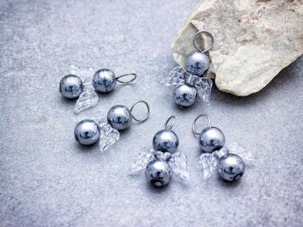 Vitalitás angyal hematit ásvány medál 5 dbos csomag