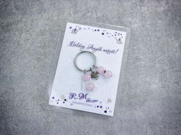 Boldog Anyák napját kulcstartó rózsakvarccal