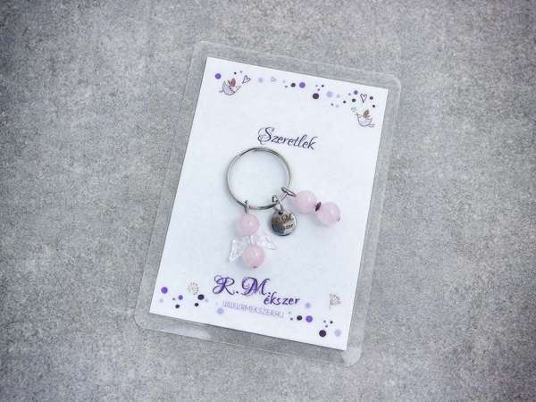 Szeretlek kulcstartó szerettednek rózsakvarccal