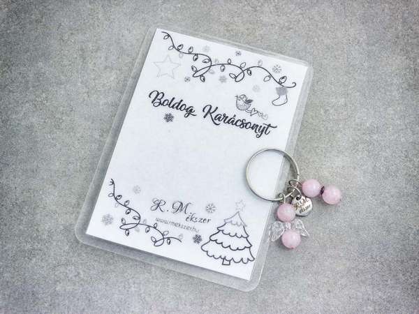 Boldog Karácsonyt kulcstartó rózsakvarccal